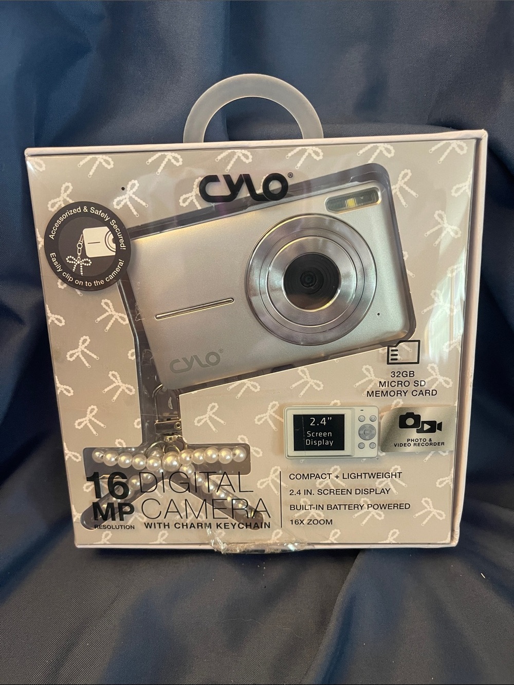 CYLO Silver 16MP Digital Camera with Charm Keychain
